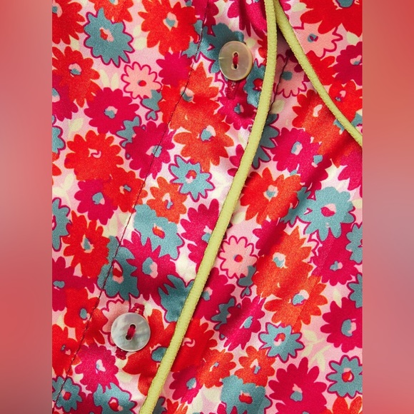 Free People PILLOW TALK PJ SET Satin PJ poppy red $88 - Picture 4 of 12